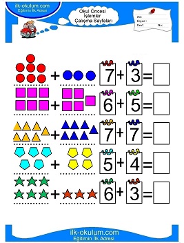 Çocuklar İçin toplam işlemi yaprak testleri 